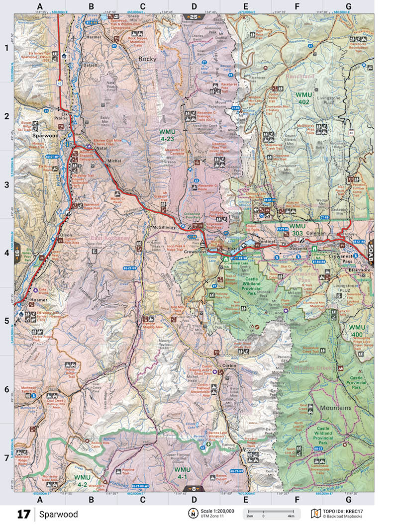KRBC17 TOPO Map - Sparwood - Backroad Maps