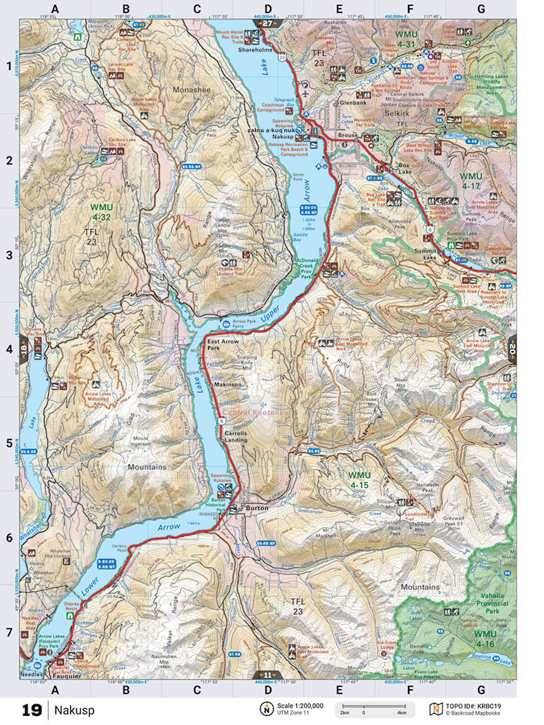 KRBC19 Wall Map - Nakusp - Backroad Maps