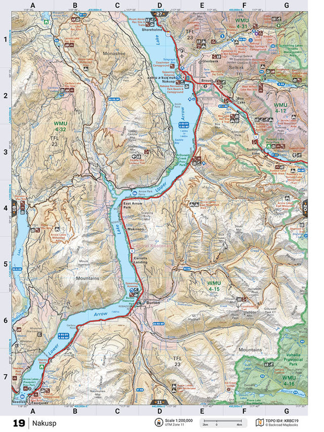 KRBC19 Wall Map - Nakusp - Backroad Maps