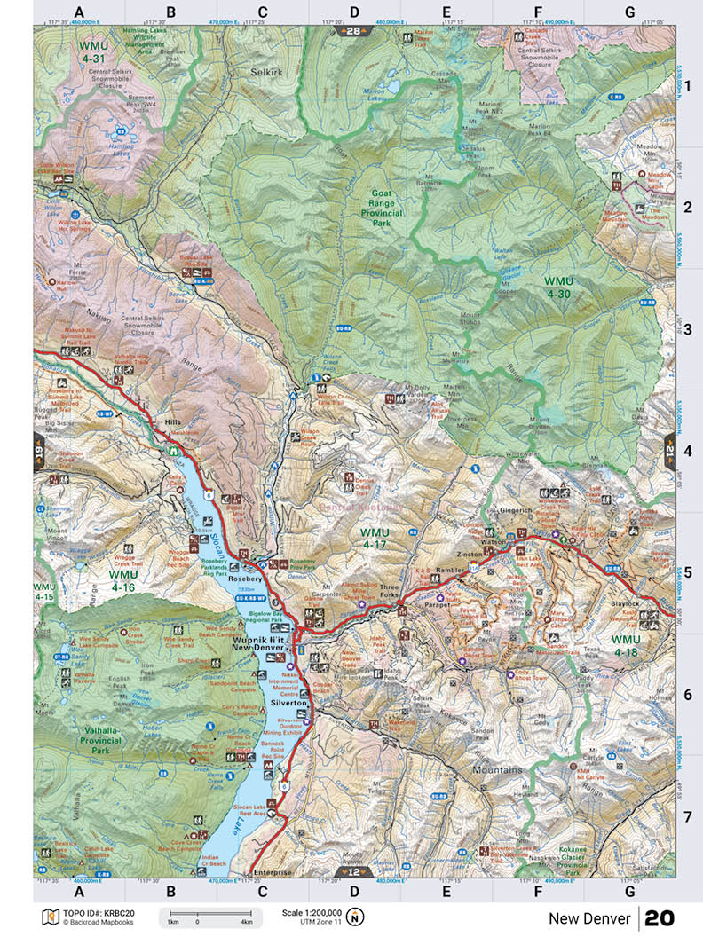 KRBC20 TOPO Map - New Denver - Backroad Maps