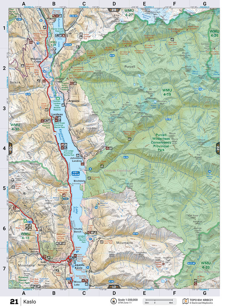 KRBC21 TOPO Map - Kaslo - Backroad Maps