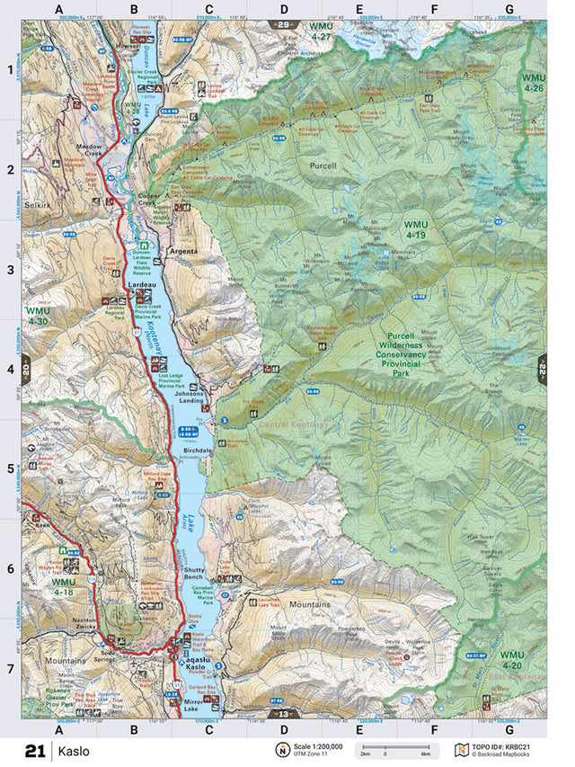 KRBC21 TOPO Map - Kaslo - Backroad Maps