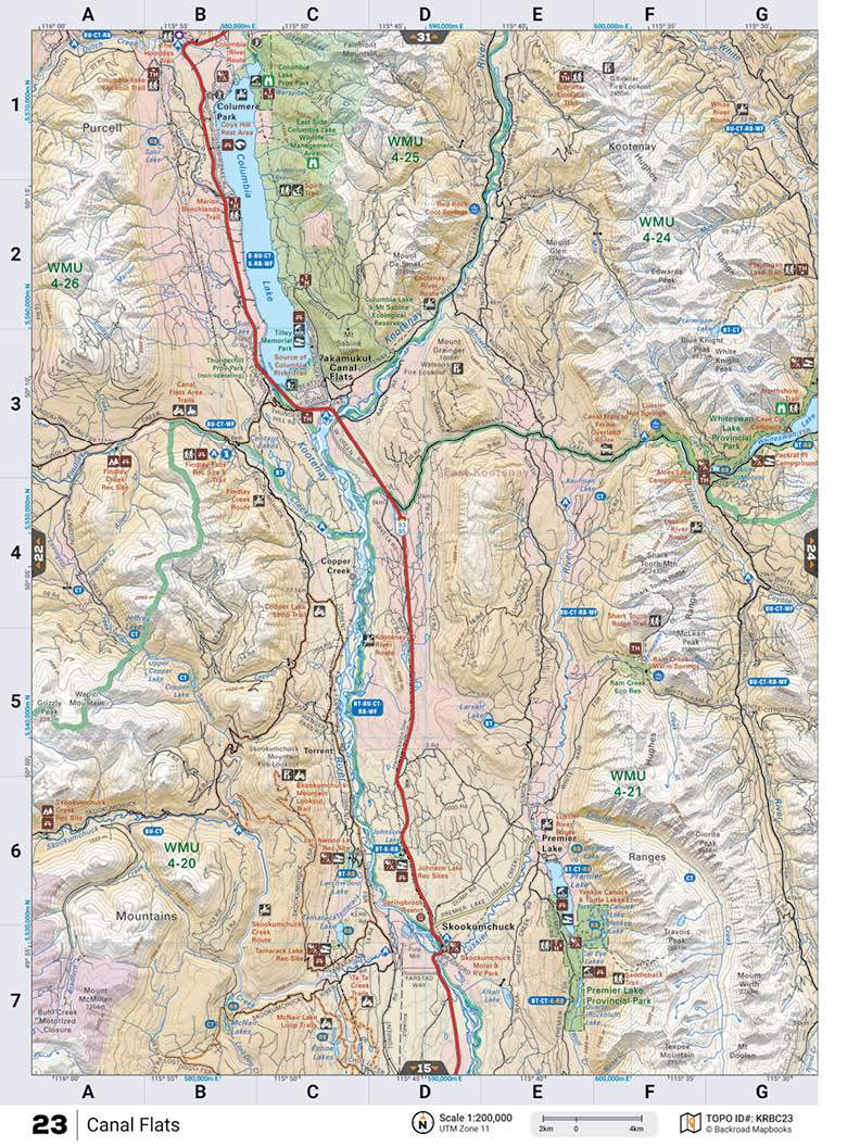 KRBC23 Wall Map - Canal Flats - Backroad Maps