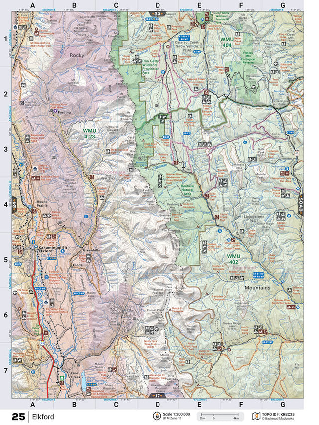 KRBC25 Wall Map - Elkford - Backroad Maps
