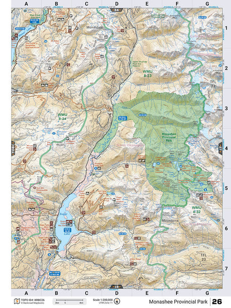 KRBC26 Wall Map - Monashee Provincial Park - Backroad Maps