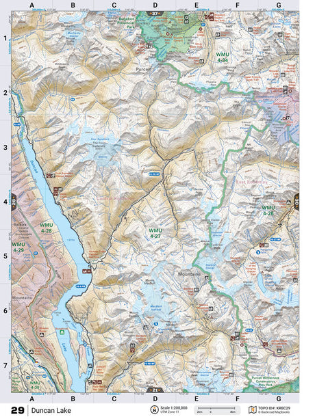 KRBC29 Wall Map - Duncan Lake - Backroad Maps