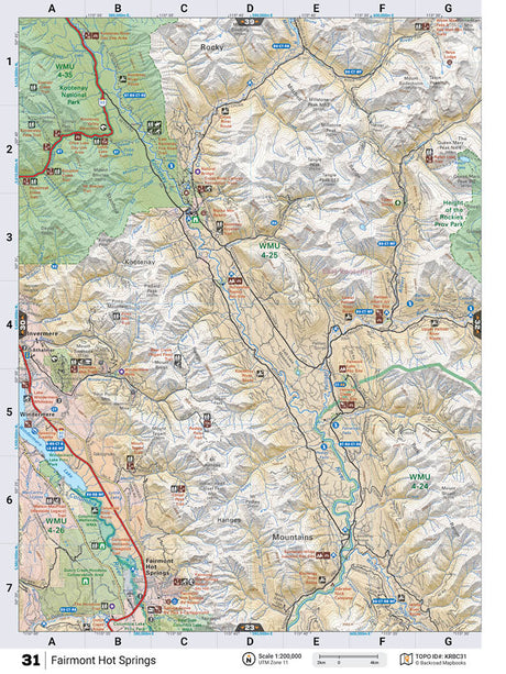 KRBC31 Wall Map - Fairmont Hot Springs - Backroad Maps