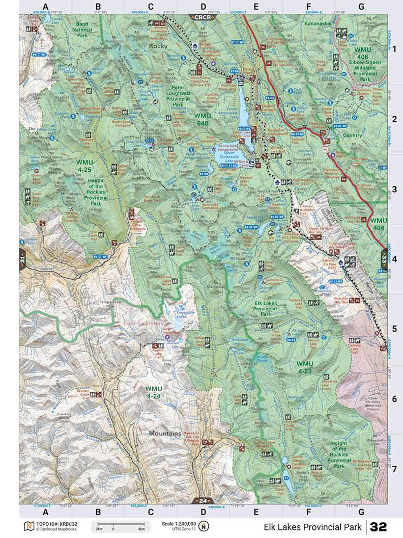 KRBC32 TOPO Map - Elk Lakes Provincial Park