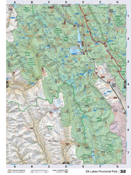 KRBC32 Wall Map - Elk Lakes Provincial Park - Backroad Maps