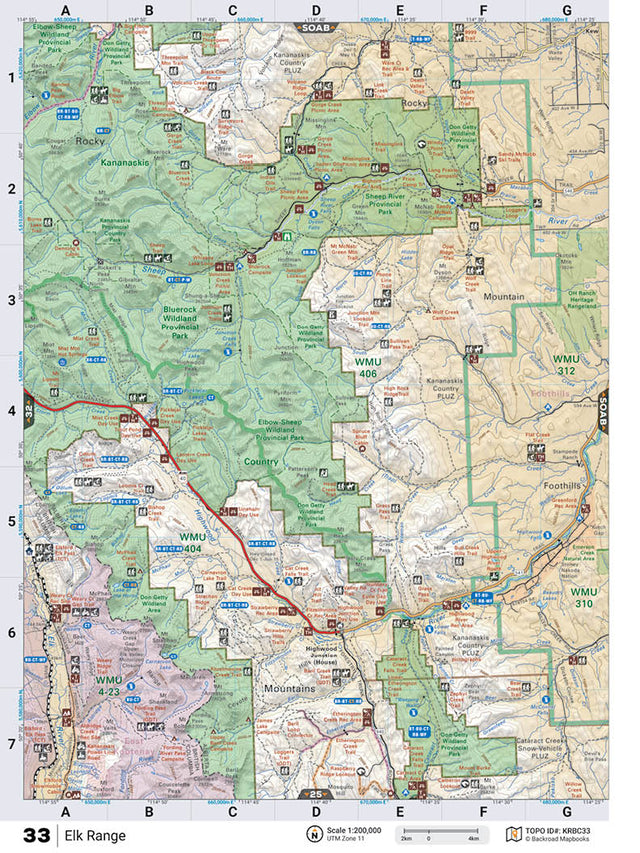 KRBC33 Wall Map - Elk Range - Backroad Maps