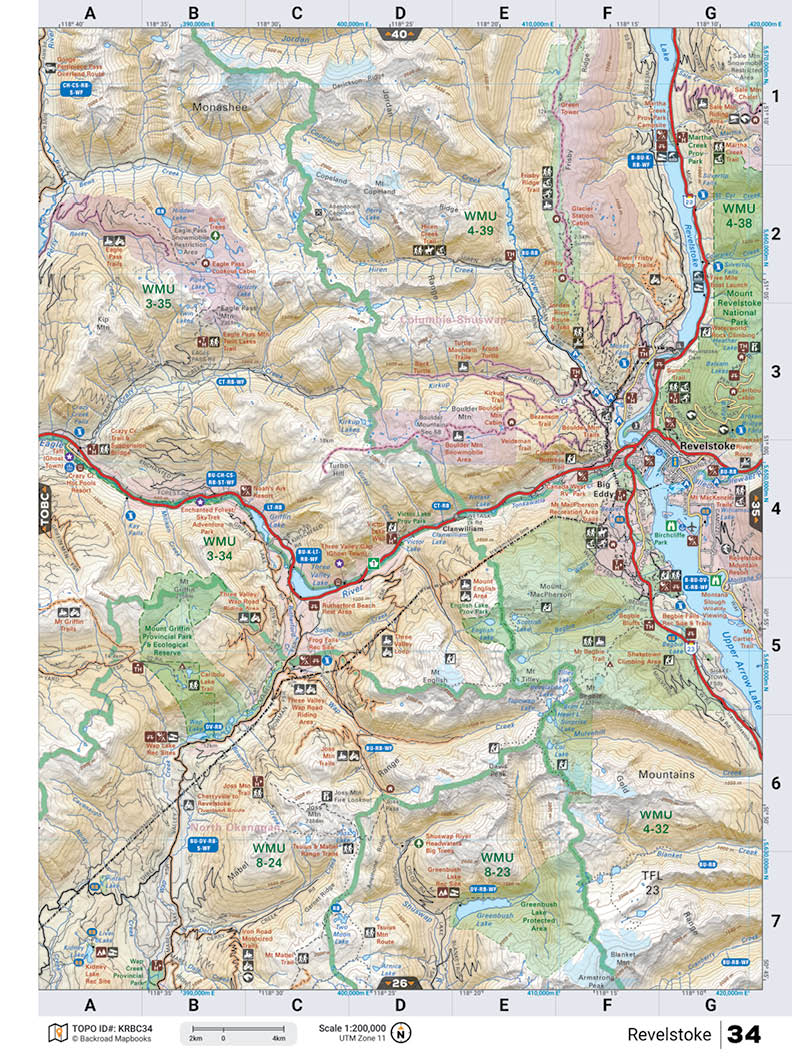 KRBC34 Wall Map - Revelstoke - Backroad Maps