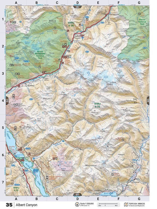 KRBC35 Wall Map - Albert Canyon - Backroad Maps
