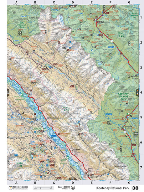 KRBC38 TOPO Map - Kootenay National Park - Backroad Maps