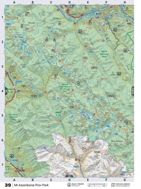 KRBC39 Wall Map - Mt Assiniboine Prov Park - Backroad Maps