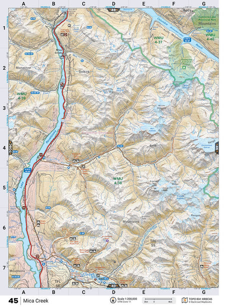KRBC45 Wall Map - Mica Creek - Backroad Maps