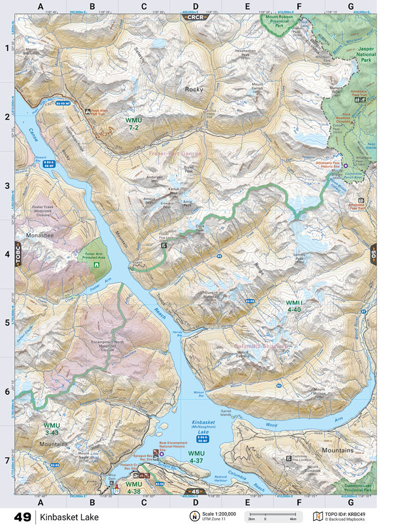 KRBC49 TOPO Map - Kinbasket Lake - Backroad Maps