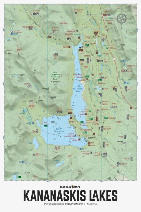 Kananaskis Lakes - Peter Lougheed Provincial Park AB - Wall Map - Backroad Maps