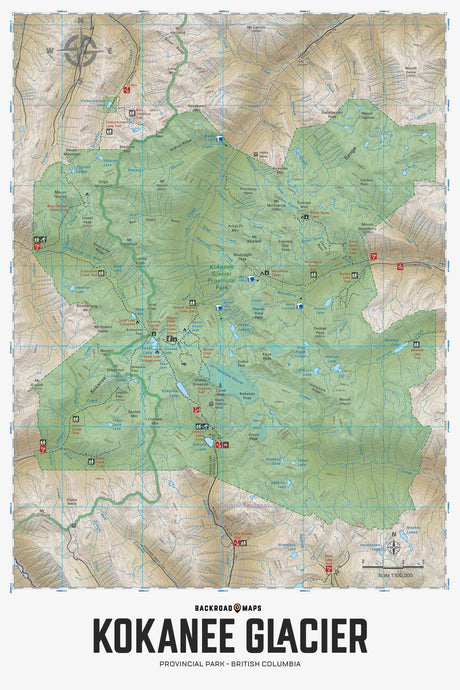 Kokanee Glacier Provincial Park BC - Wall Map - Backroad Maps