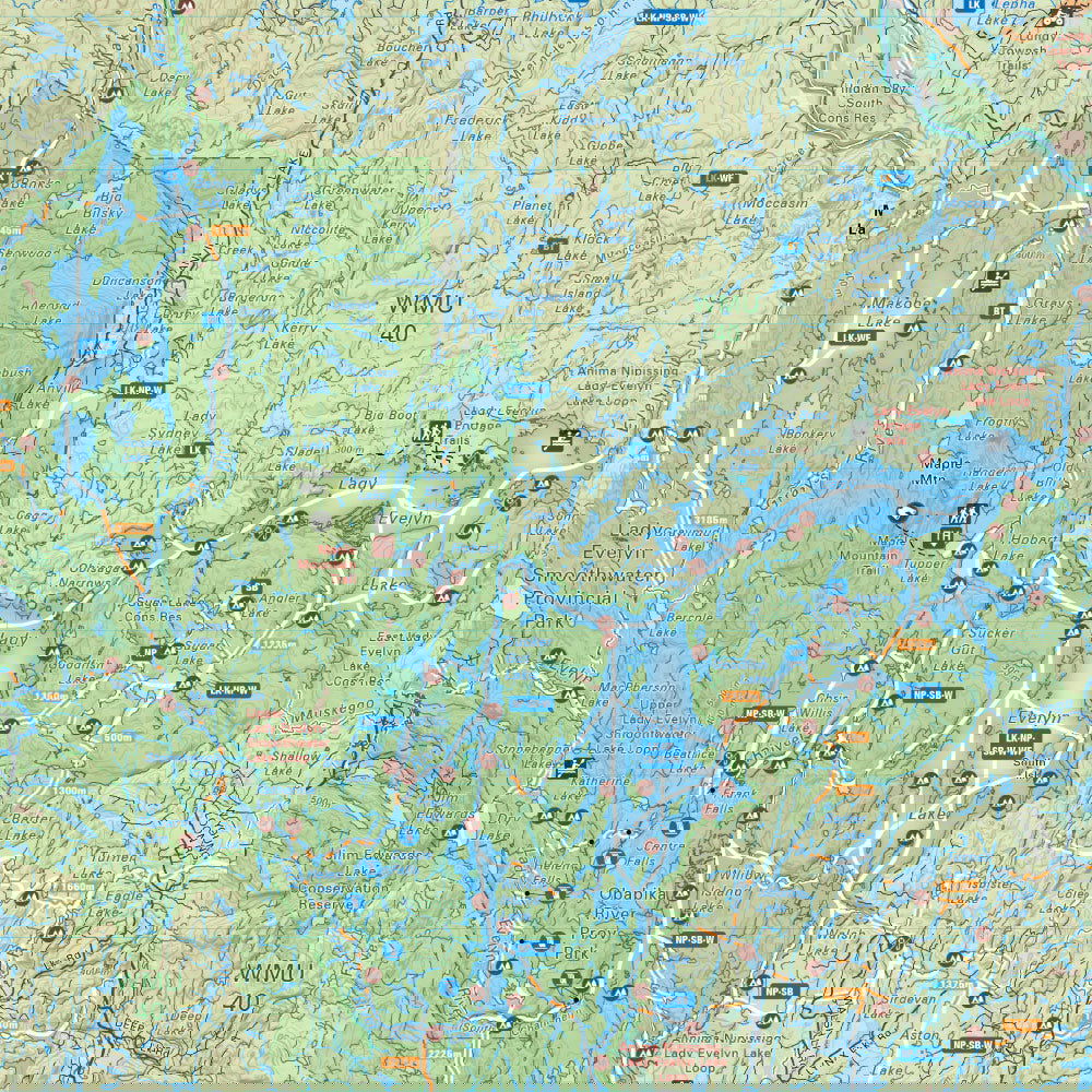 Lady Evelyn Smoothwater Provincial Park Ontario - Park Map - Backroad Maps