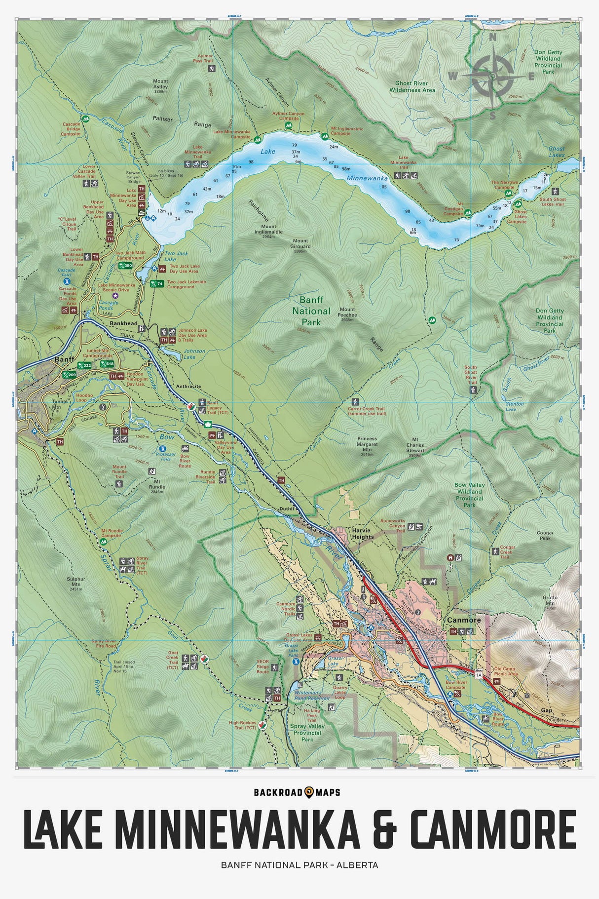 Lake Minnewanka & Canmore - Banff National Park AB - Wall Map - Backroad Maps