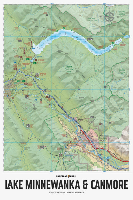 Lake Minnewanka & Canmore - Banff National Park AB - Wall Map - Backroad Maps