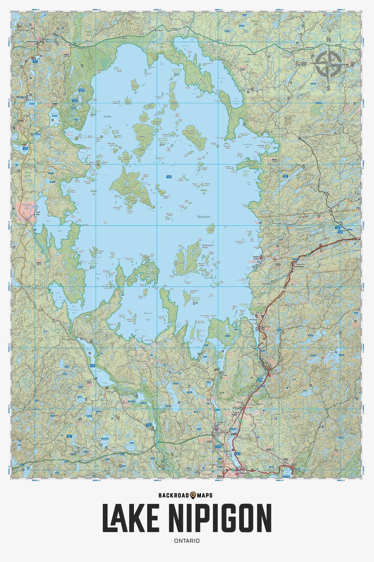 Lake Nipigon ON - Wall Map - Backroad Maps