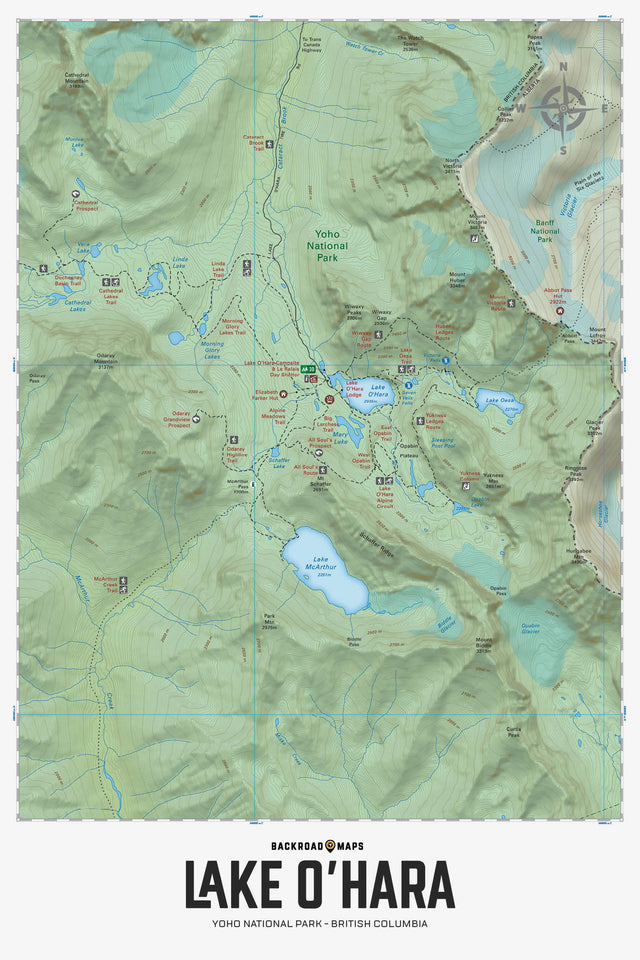 Lake O'Hara - Yoho National Park BC - Wall Map - Backroad Maps