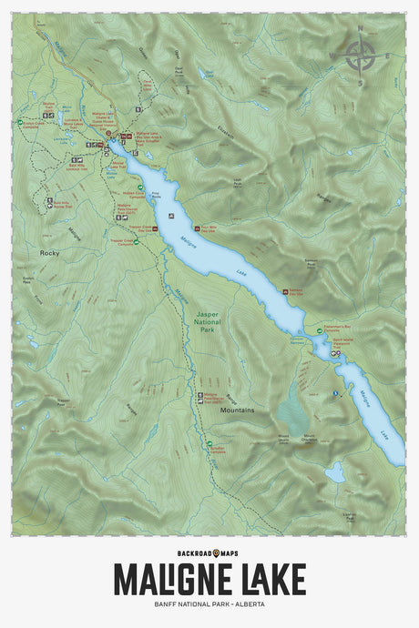 Maligne Lake - Jasper National Park AB - Wall Map - Backroad Maps