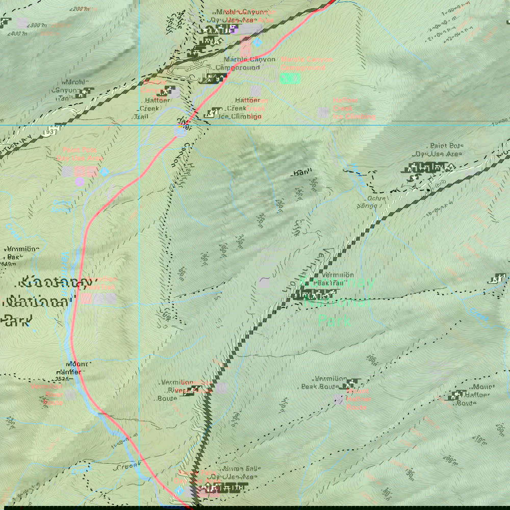Marble Canyon (Kootenay National Park, BC) - Destination Map - Backroad Maps
