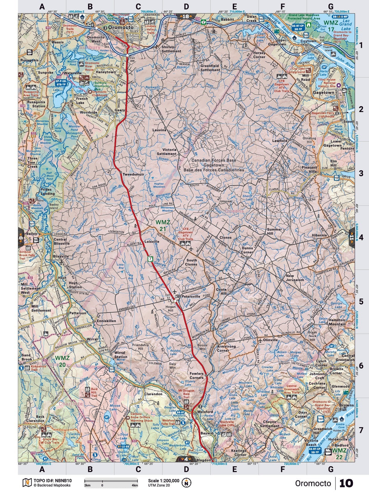 NBNB10 TOPO Map - Oromocto - Backroad Maps