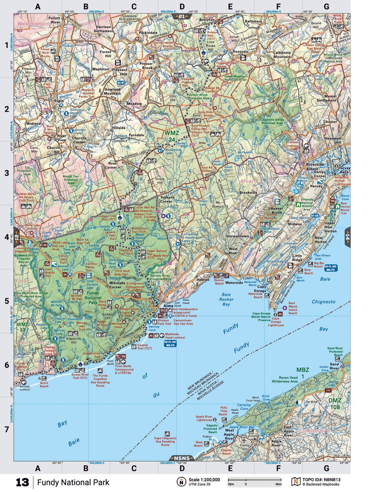 NBNB13 TOPO Map - Fundy National Park - Backroad Maps