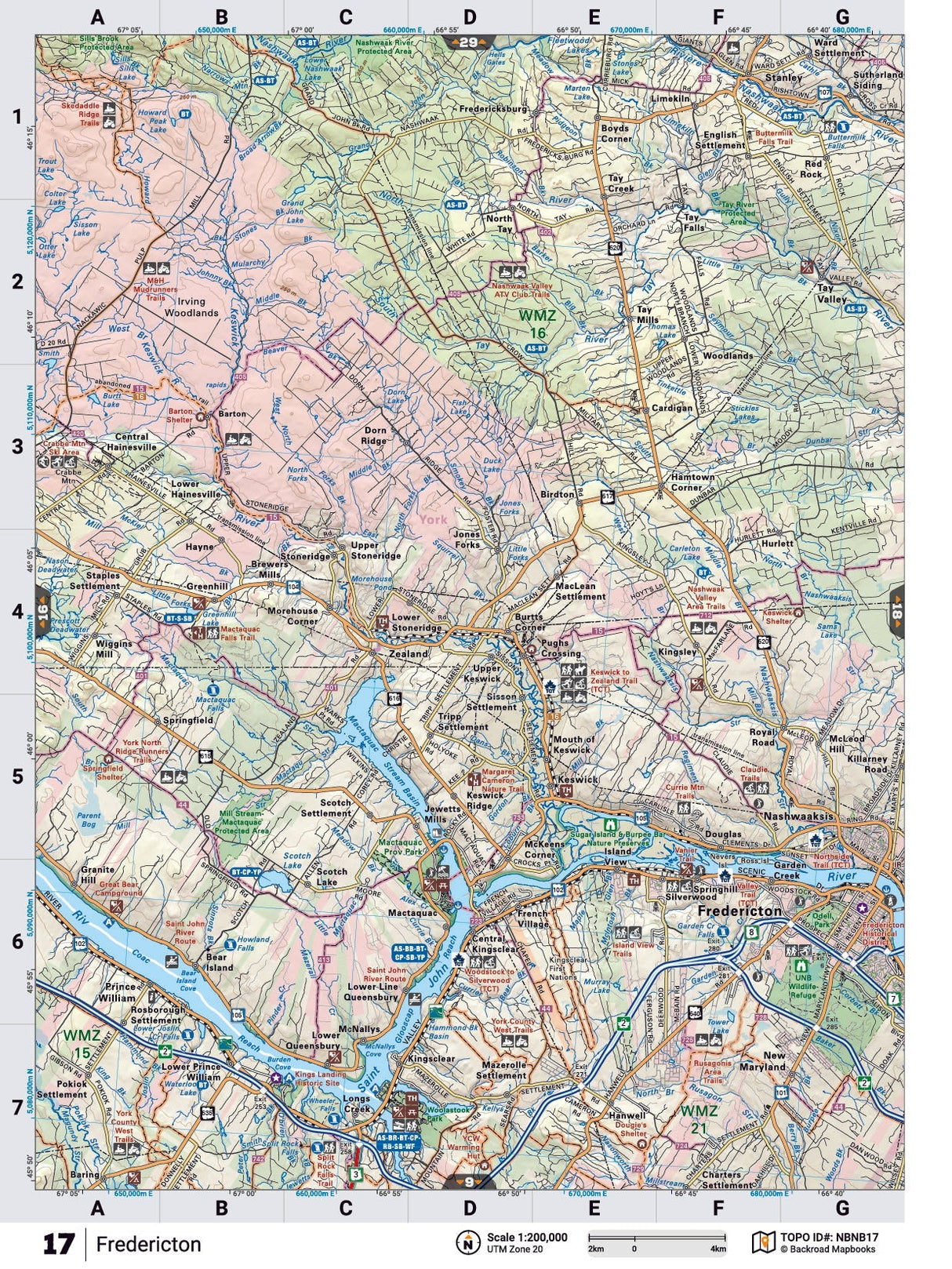 NBNB17 TOPO Map - Fredericton - Backroad Maps
