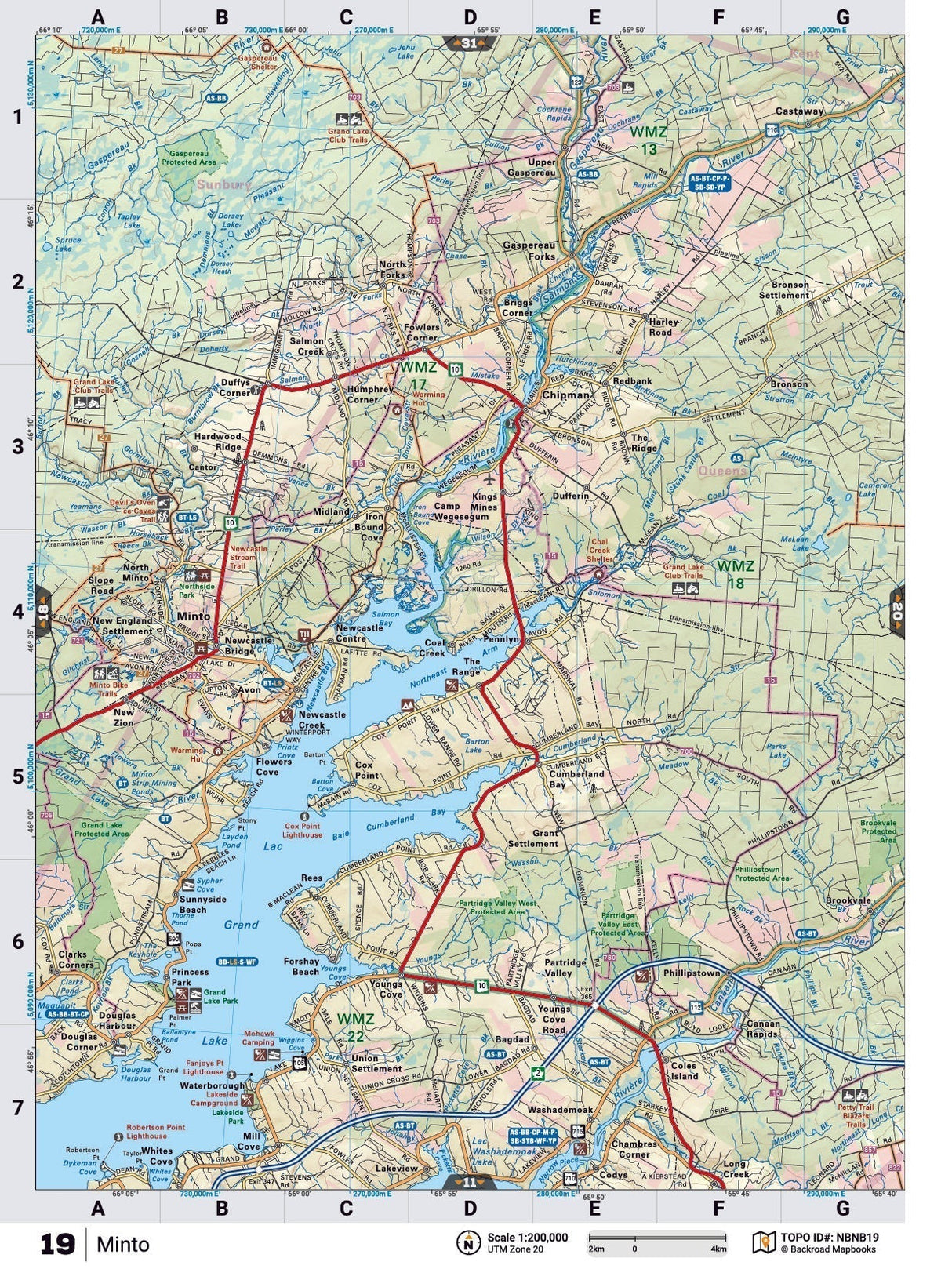 NBNB19 Wall Map - Minto - Backroad Maps