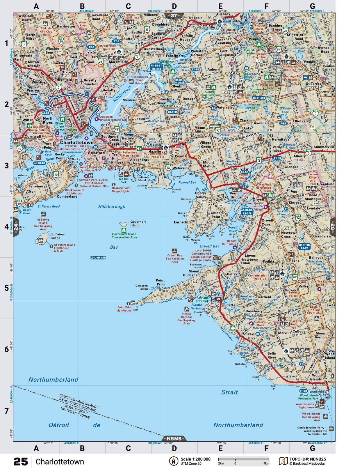 NBNB25 Wall Map - Charlottetown - Backroad Maps