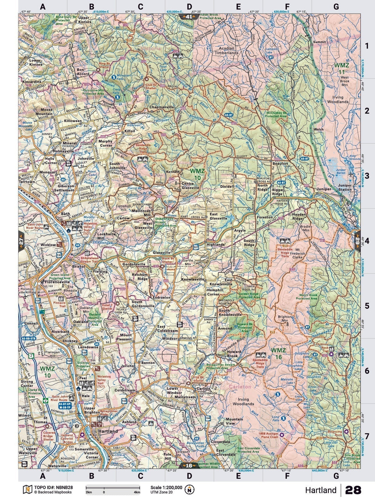 NBNB28 Wall Map - Hartland - Backroad Maps