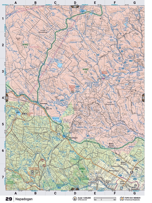 NBNB29 Wall Map - Napadogan - Backroad Maps