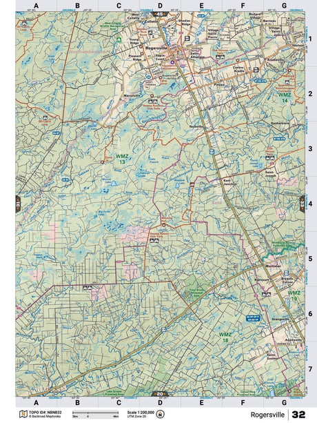 NBNB32 Wall Map - Rogersville - Backroad Maps