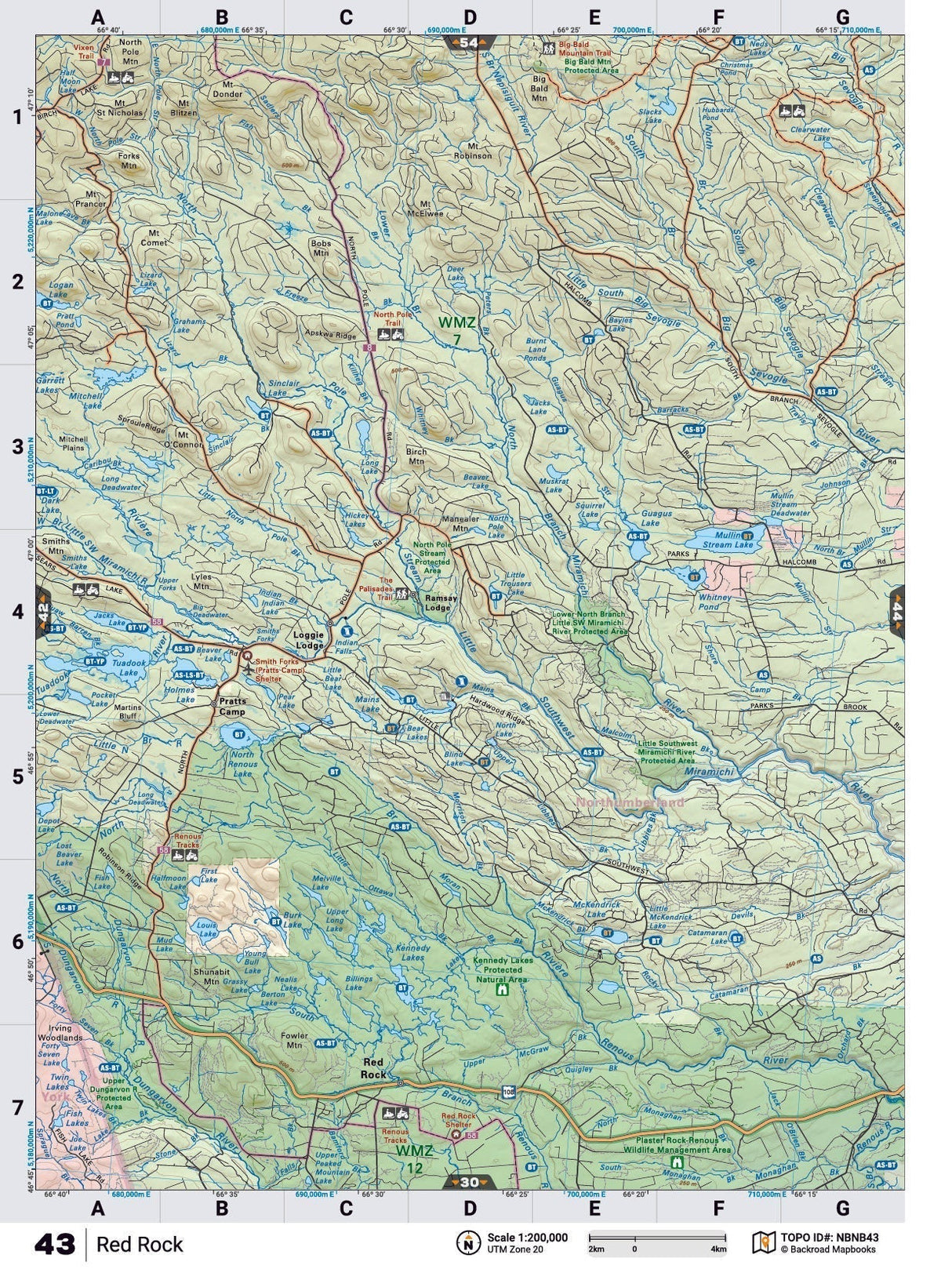 NBNB43 Wall Map - Red Rock - Backroad Maps