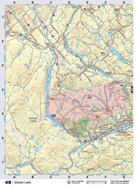 NBNB49 Wall Map - Glasier Lake - Backroad Maps