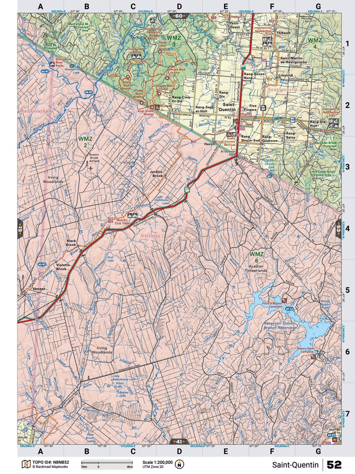 NBNB52 TOPO Map - Saint Quentin - Backroad Maps