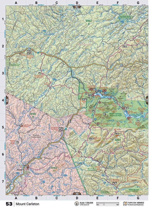 NBNB53 TOPO Map - Mount Carlton - Backroad Maps