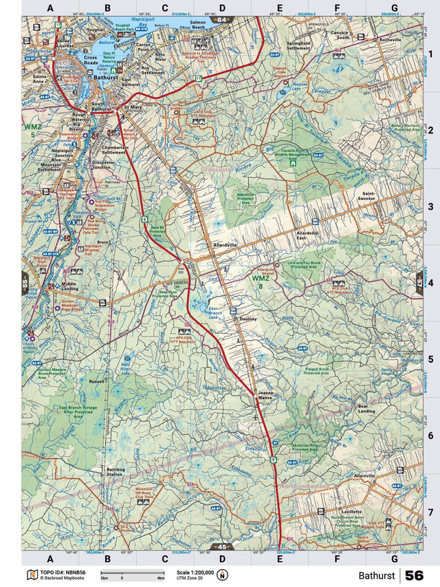 NBNB56 TOPO Map - Bathurst - Backroad Maps
