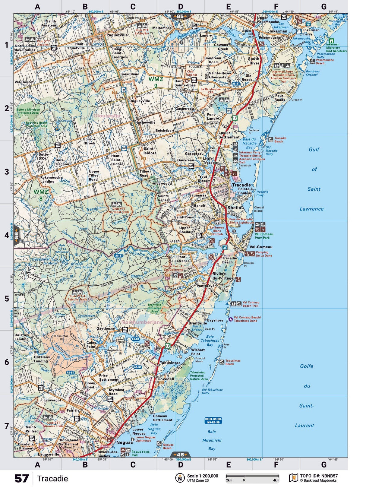 NBNB57 TOPO Map - Tracadie - Backroad Maps