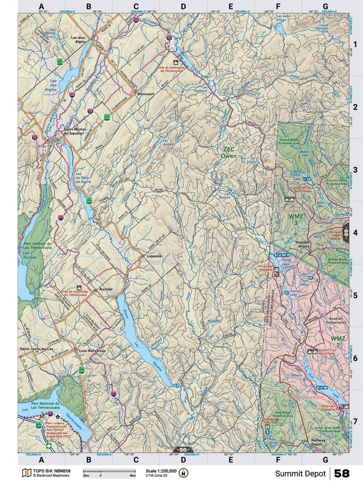 NBNB58 Wall Map - Summit Depot - Backroad Maps