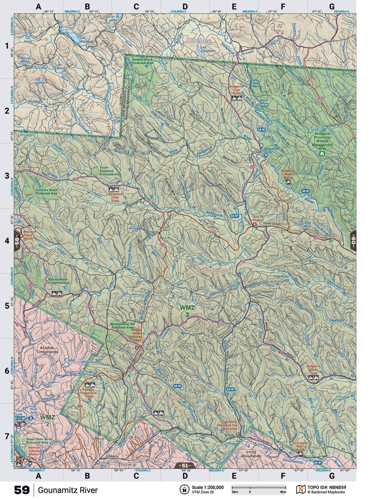 NBNB59 Wall Map - Gounamitz River - Backroad Maps