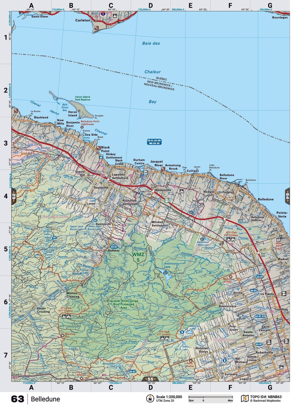 NBNB63 Wall Map - Belledune - Backroad Maps