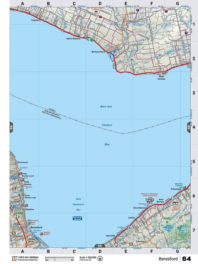 NBNB64 Wall Map - Beresford - Backroad Maps