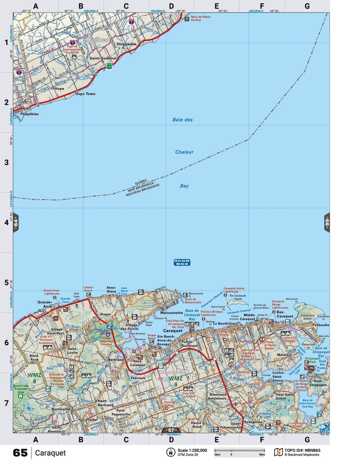 NBNB65 TOPO Map - Caraquet - Backroad Maps