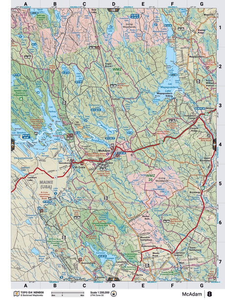 NBNB8 Wall Map - McAdam - Backroad Maps