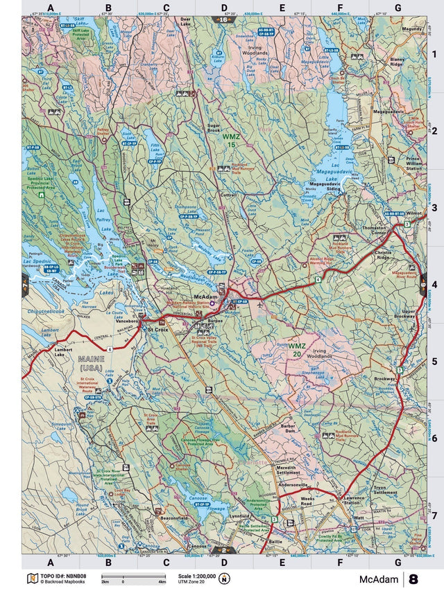 NBNB8 Wall Map - McAdam - Backroad Maps